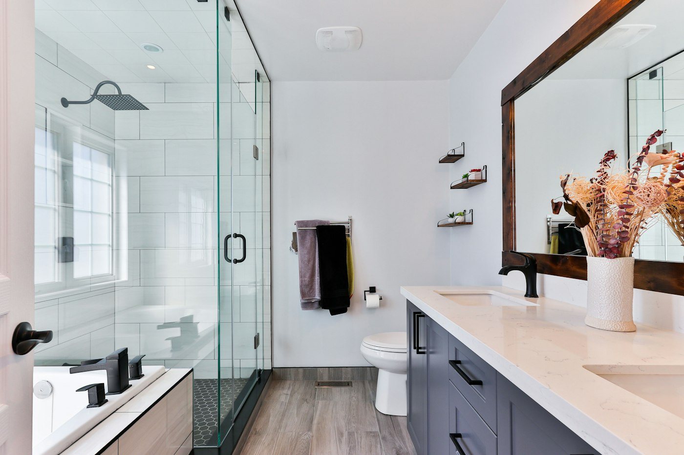 Vidrio de baño en estado transparente y opaco - clear state (power on)