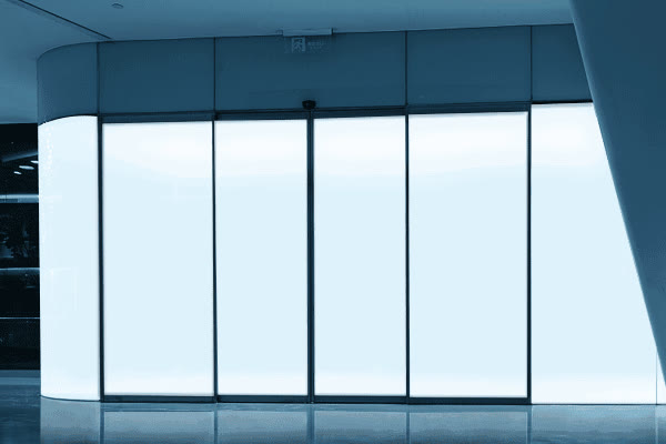 Gradient smart film - a frost-to-clear fade across a glass panel
