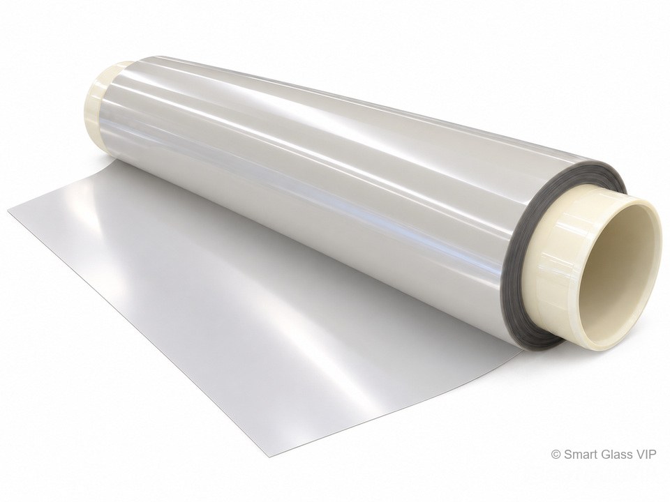 Roll of self-adhesive smart PDLC film - raw film shipped by the metre